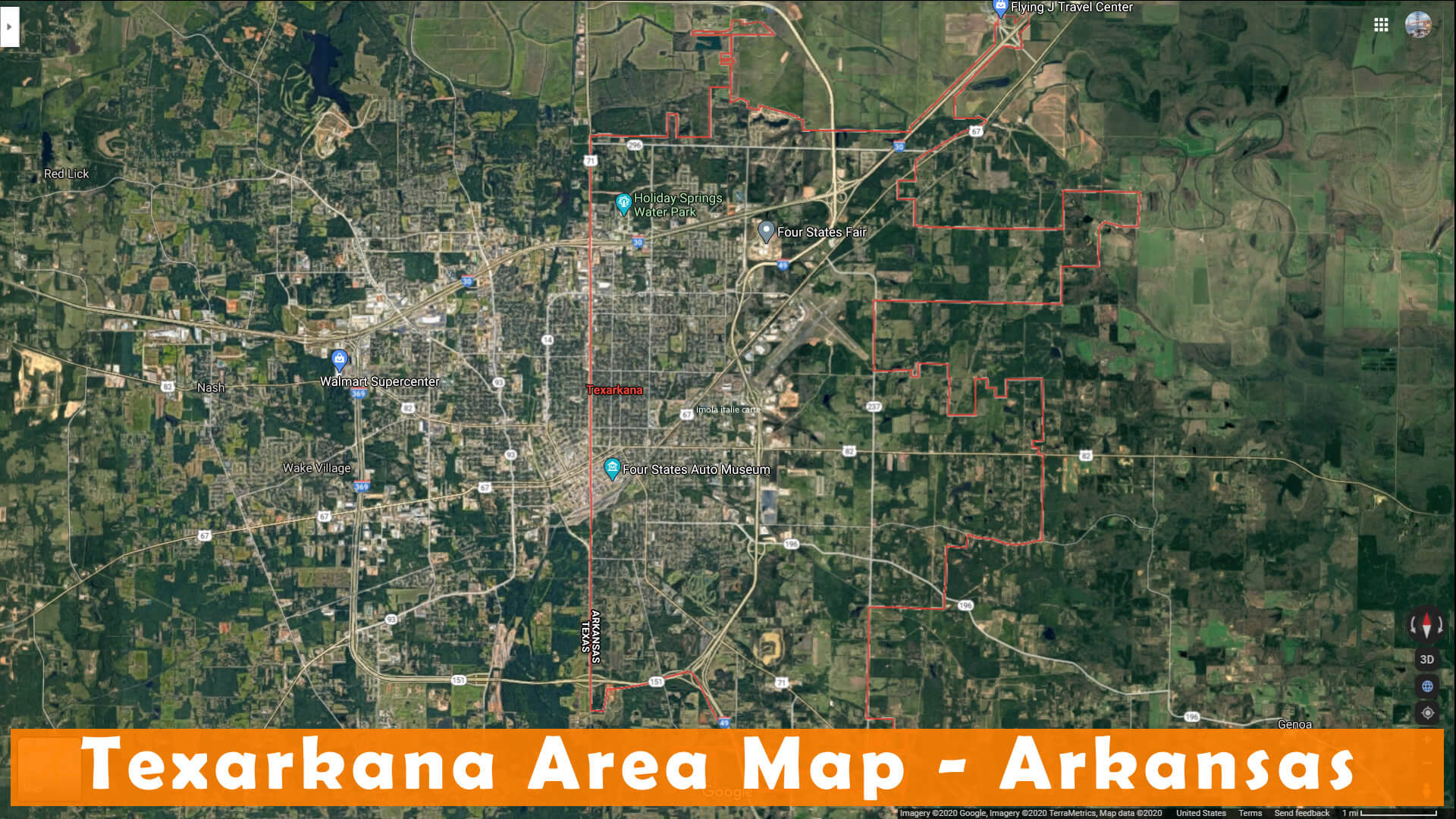 Texarkana Zone Carte Arkansas